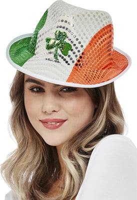 Adult Paddy's Day Irish Flag Sequin Trilby Hat