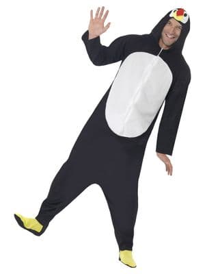 Adult Penguin Costume Hooded Onesie Christmas Animal Fancy Dress Jumpsuit
