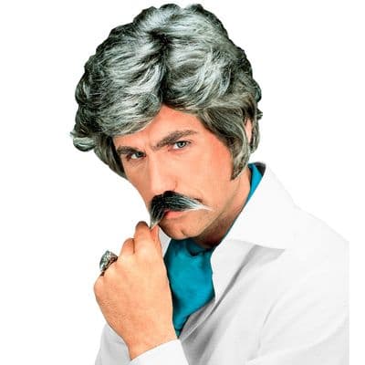 Adult Playboy Wig with Moustache Fancy Dress Retro Costume Accessory