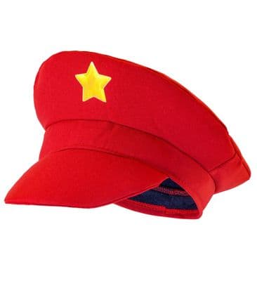 Adult Plumber Hat Red Fancy Dress Costume Cap Gaming Character Accessory