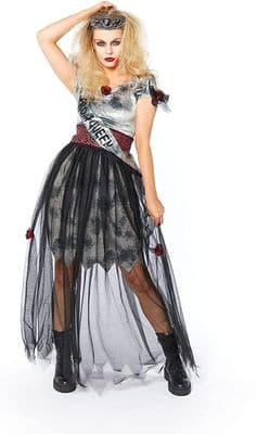 Adult Prombie Queen Costume Halloween Zombie Prom Queen Fancy Dress Outfit