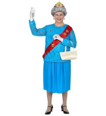 Adult Queen Costume for Men  Royal Fancy Dress Outfit Crown Sash
