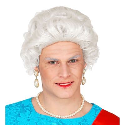 Adult Queen White Wig Royal Fancy Dress Costume Accessory Regal Wig