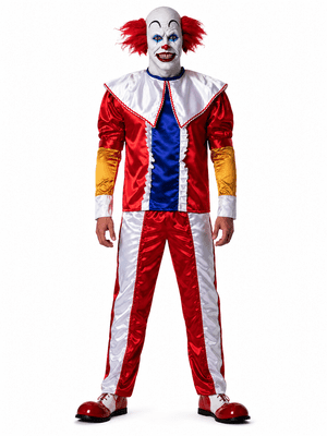 Adult Scary Clown Costume with Mask Horror Halloween Fancy Dress 42-44