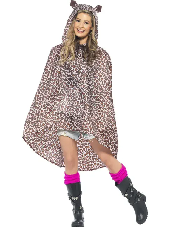 Adult Spotted Leopard Waterproof Festival Poncho