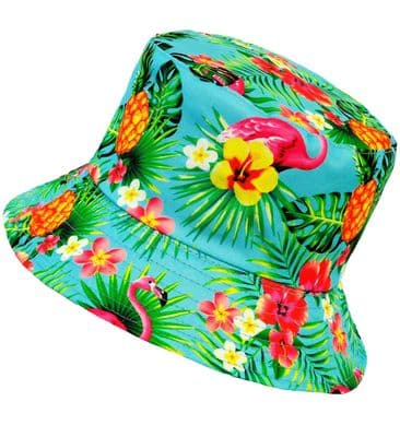 Adult Summer Party Azure Bucket Hat - Tropical Flamingo