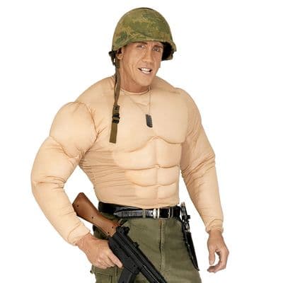 Adult Super Muscle Shirt Padded Muscle Chest Fancy Dress Costume Top