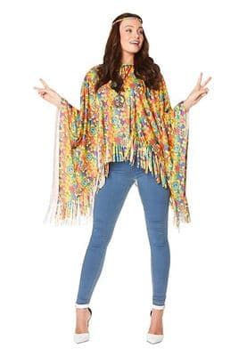 Adult Unisex 1970's Flower Power Poncho