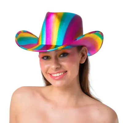 Adult Unisex PrideRainbow Festival Texan Cowboy Hat
