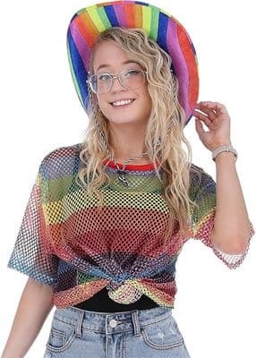 Adult Unisex Rainbow Mesh Top