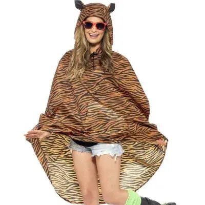 Adult Unisex Tiger Print Festival Poncho