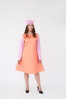 Adults Mummy Pig Costume Womens Official Peppa Pig Fancy Dress Outfit