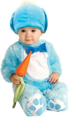 Baby Bunny Costume Blue Rabbit Outfit Jumpsuit Hat Ears Carrot Fancy Dress