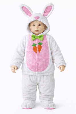 Baby Bunny Costume Plush White 6-9 Months  Easter Fancy Dress Rabbit Outfit