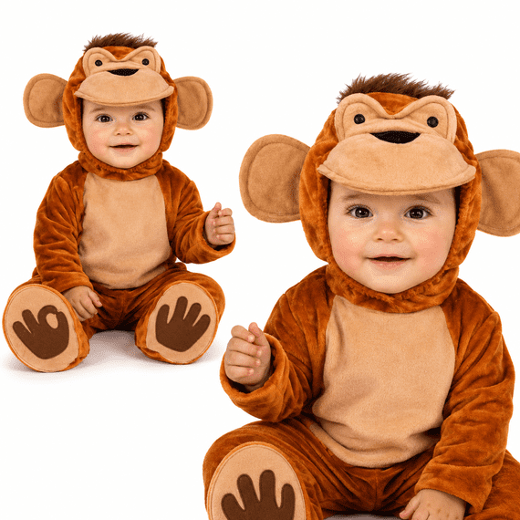 Baby Monkey Costume Funky Monkey Fancy Dress Outfit Age 6-9 Months Animal Costume