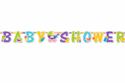 Baby Shower Banner 1.87m  Colourful Nursery Letter Garland Cardstock Decoration