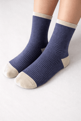Bamboo Quarter Socks Blue Striped   Soft Breathable Eco Friendly Socks