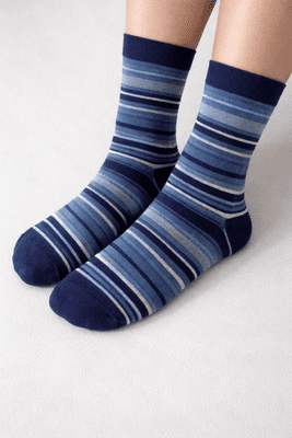 Bamboo Quarter Socks Multi Blue Striped UK 8-11  Soft Breathable Eco Friendly Socks