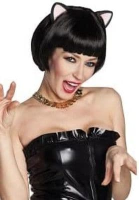 Black Cat Wig with Latex Ears