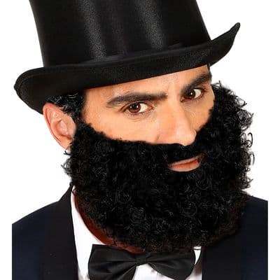 Black Curly Beard With Moustache