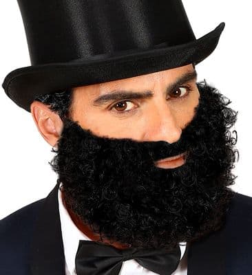 Black Curly Beard with Moustache Fancy Dress Costume Accessory Adult Beard
