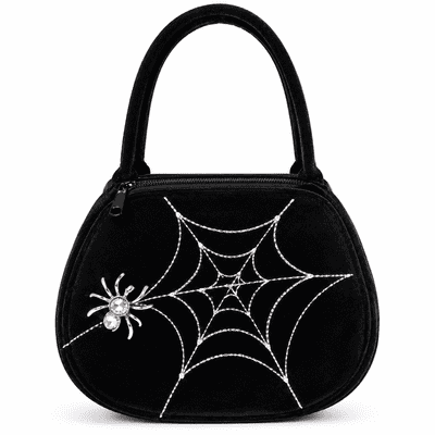Black Spiderweb Handbag Halloween Gothic Witch Fancy Dress Costume Accessory