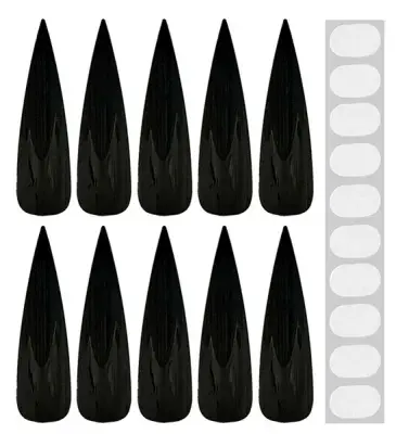 Black Witch False Nails Halloween Stiletto Press On Nails with Adhesive