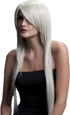 Blonde Long Straight Wig Fringe 71cm Fever Amber Fancy Dress Adult
