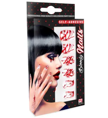 Bloody False Nails Halloween Horror Fancy Dress Nail Set Pack of 12