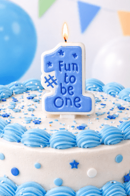 Blue First Birthday Candle Number 1  Amscan Moulded Cake Topper Decoration