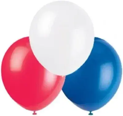 Blue, Red and White Latex Balloons 15 Pack