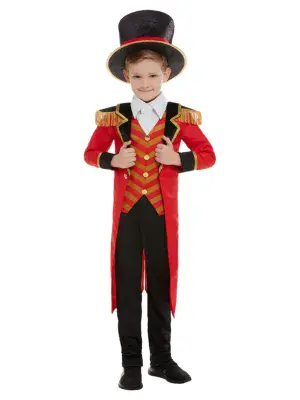 Boys Deluxe Circus Ringmaster Costume Child Fancy Dress Red Tailcoat Outfit