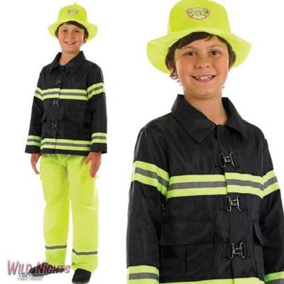 BOYS FIREMAN FIRE FIGHTER FANCY DRESS COSTUME
