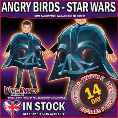Boys/Girls ~ Angry Bird Star Wars Darth Vader Fancy Dress Costume Age 4-7