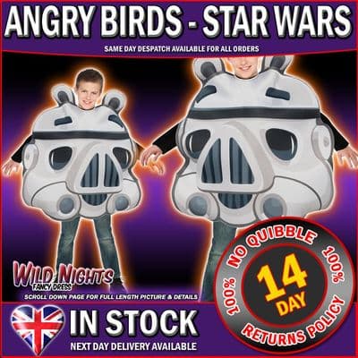 Boys/Girls ~ Angry Bird Star Wars Stormtrooper Fancy Dress Costume Age 4-7