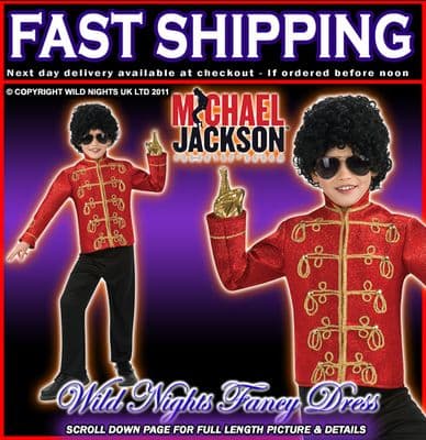 BOYS MICHAEL JACKSON DELUXE RED MILITARY JACKET SMALL AGE 3-4