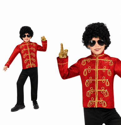 Boys Michael Jackson Red Military Jacket Licensed Fancy Dress Age 3-4 Years