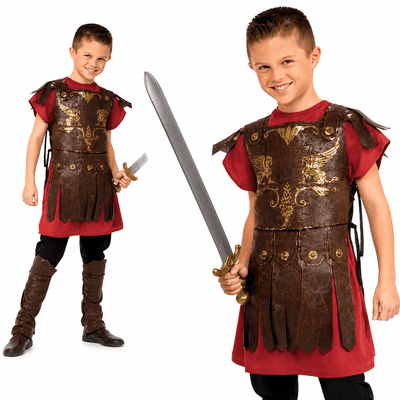 Boys Roman Gladiator Costume Warrior Fancy Dress Roman Soldier Outfit