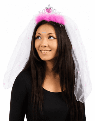 Bride to Be Hot Pink Tiara with Veil