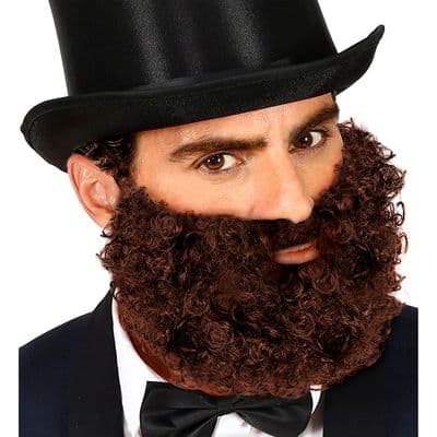 Brown Curly Beard With Moustache