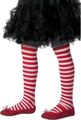 Child's Red and White Striped Tights