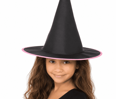 Child Witch Hat Pink Rim Halloween Fancy Dress Costume Accessory