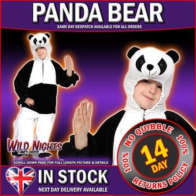Childs Animal Costume Kids Fancy Dress Boys/Girls Onesie - PANDA- Small Age 3-4 Years