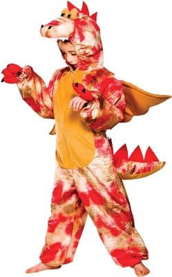 Childs Animal Costume Kids Fancy Dress Boys/Girls Onesie - Red Dinosaur