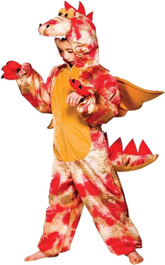 Childs Animal Costume Kids Fancy Dress Boys/Girls Onesie - Red Dinosaur