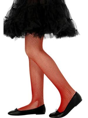 Childs Red Fishnet Tights 2-5 Years