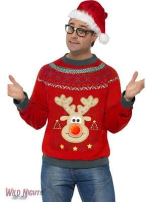 Christmas Fancy Dress Rudolf Flashing Jumper