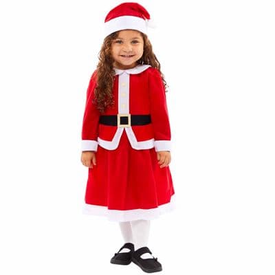 Christmas Girls Little Miss Santa Costume Fancy Dress Kids Xmas Outfit