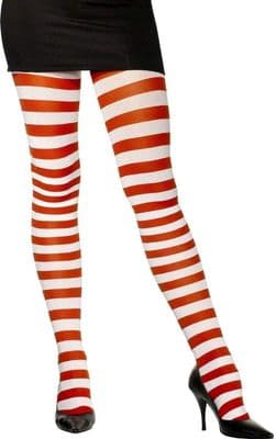 Christmas Red and White Striped Tights