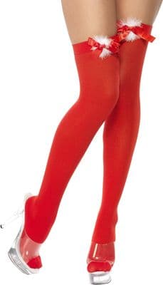 Christmas Red Ribbon Marabou Stockings